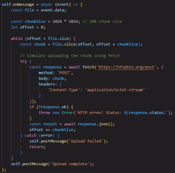 chunking and uploading